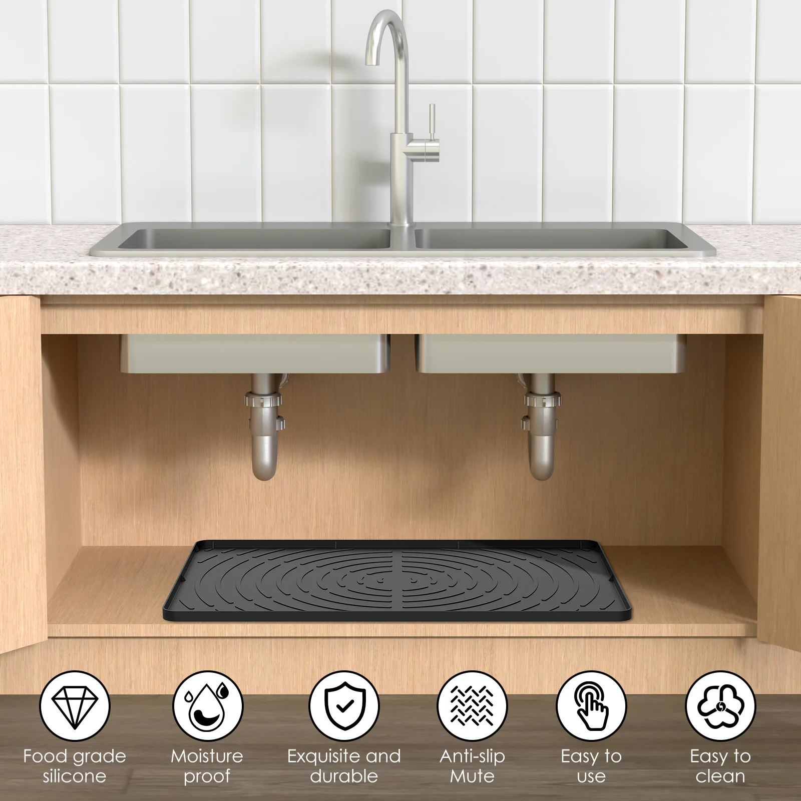 Tappetino Sottolavello In Silicone Hasaller – 86x56x2,5 Cm, Impermeabile E Antiscivolo Per Cucina E Bagno, Protegge I Mobili Da Perdite