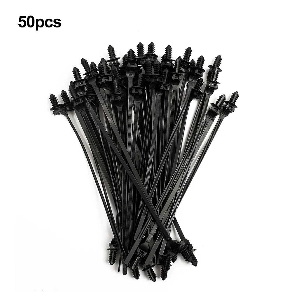 New Practical High Quality Cable Ties Parts 50pcs Accessories Black Fastener Bundle Push Clips Released Zip Straps