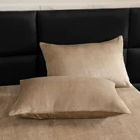 Drap-housse en velours épais, couleur unie, doux, chaud, antidérapant, housse de matelas, protection réglable, drap de lit doux avec élastique, 1 pièce 6