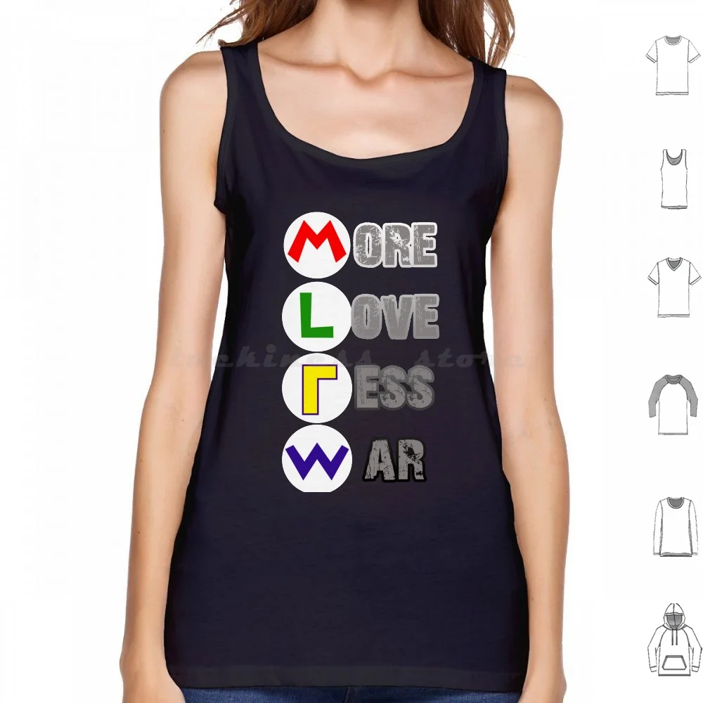 More Love Less War Canotte Gilet Senza Maniche Luigi Waluigi Wario Yoshi Princess Peach