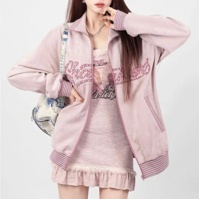 

Deeptown Gyaru Harajuku Letter Pink Sweatshirts Women Korean Style Long Sleeve Outerwear Y2k Egirl Streetwear Oversized Hoodie