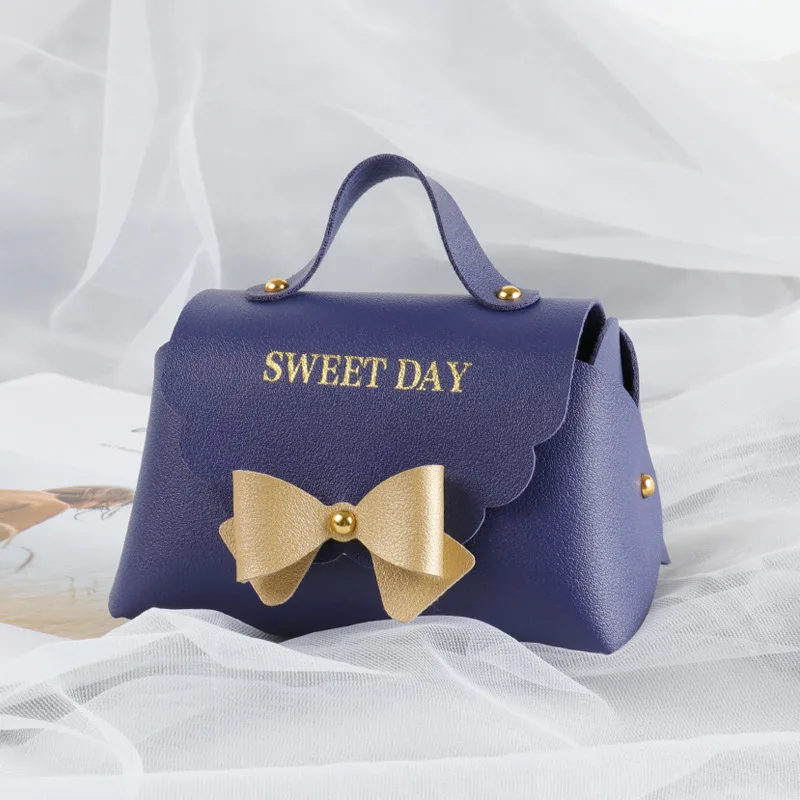 Leather Candy Bags Party Favors Packaging Bag Creative Bowknot Coin Purse Handbag Present Box Wedding Birthday Jewelry Gift Bag