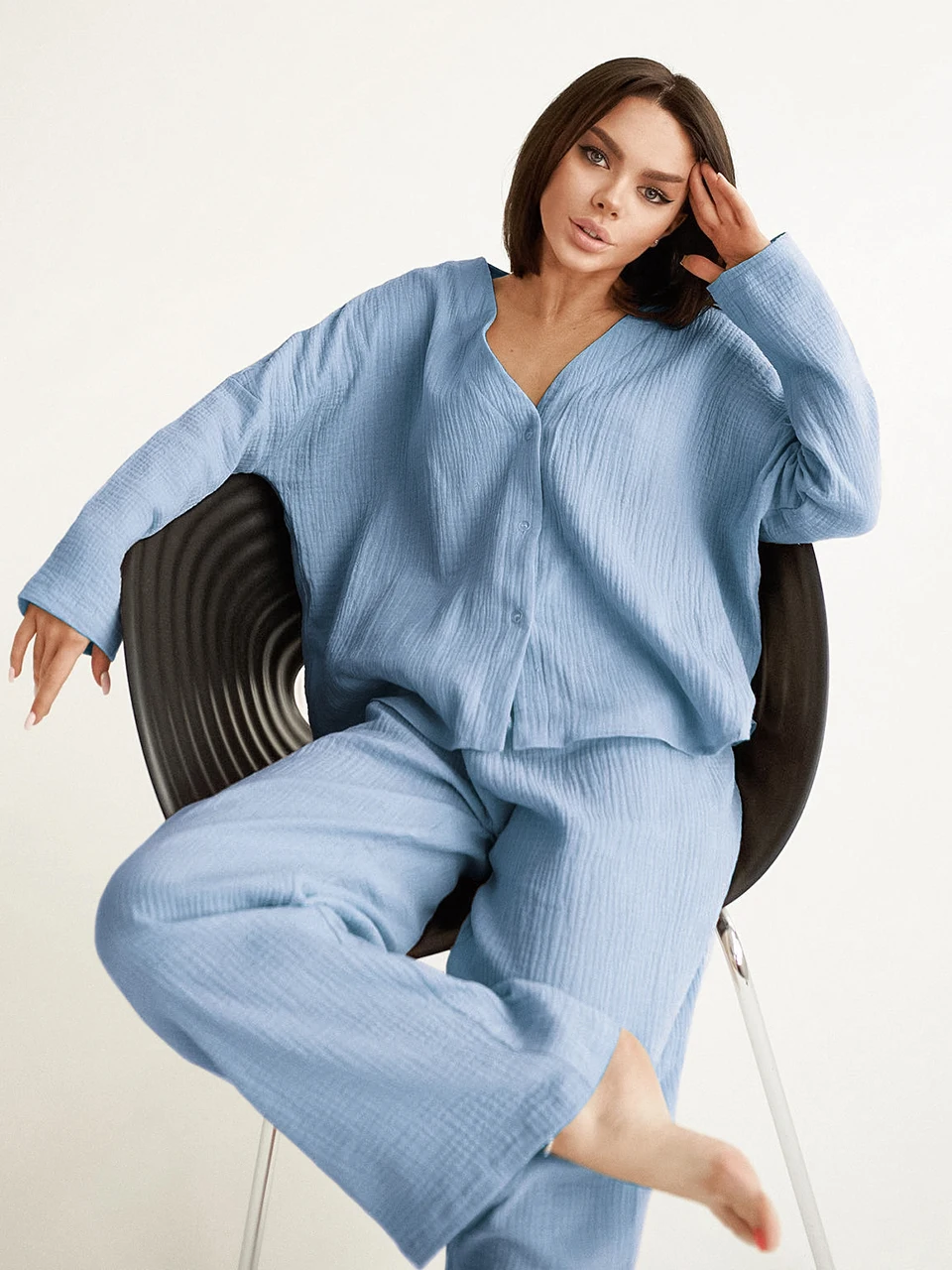 Women's Cotton Pinstripe Pyjama Trouser