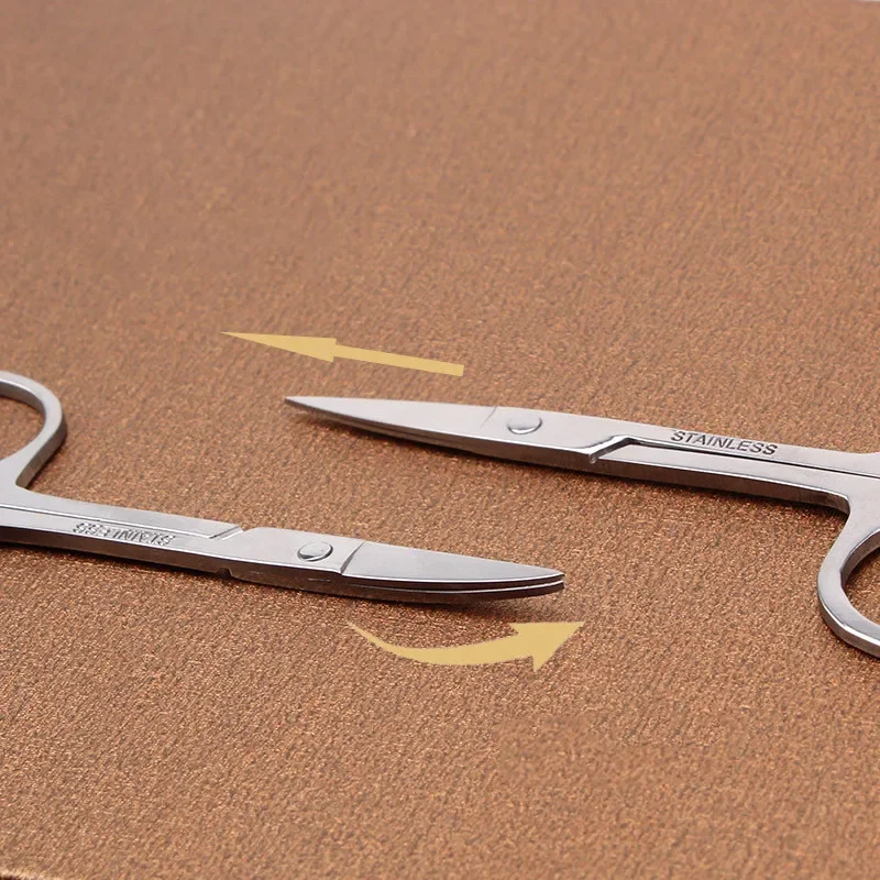 Professional Stainless Nails Eyebrow Nose Eyelash Cuticle Trimmer Epilator Scissor Manicure Tool Curved Pedicure Scissors Silver 3