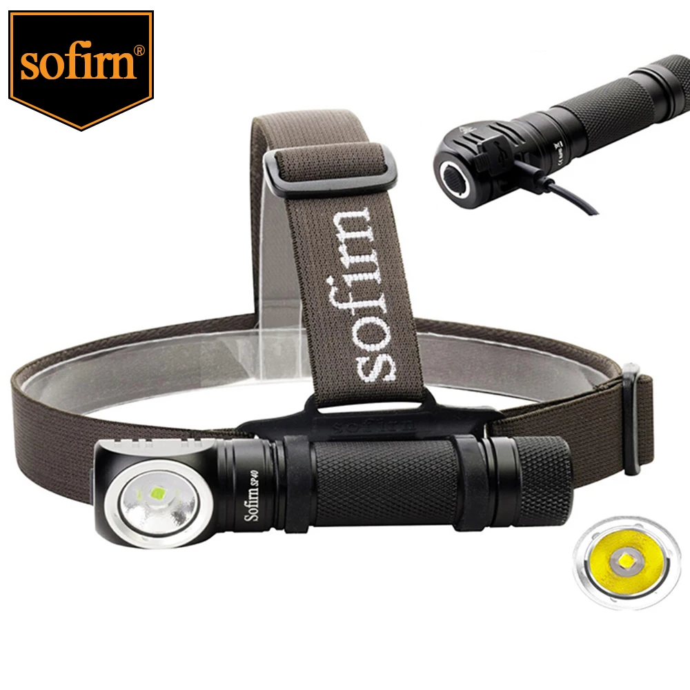 Sofirn SP40 LED Headlamp Cree XPL 1200lm 18650 USB Rechargeable Headlight 18350 Flashlight with Power Indicator Magnet Tail