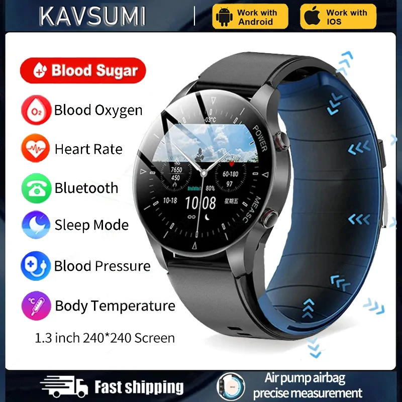 

New Smart Watch Air Pump+Air Sac Accurate Heart Rate Blood Pressure Smart Watch Blood Glucose Healthy Bluetooth Call SmartWatch