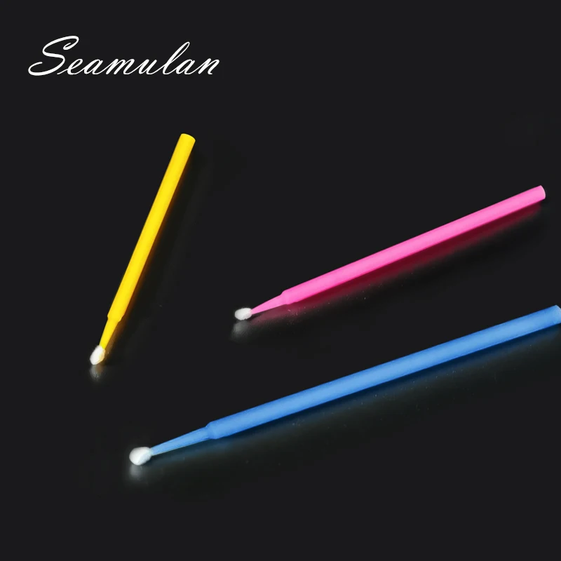 마이크로 브러쉬 100 개/몫 속눈썹 연장 아이 래쉬 접착제 브러시 린트 무료 메이크업 일회용 애플리케이터 스틱 메이크업 도구