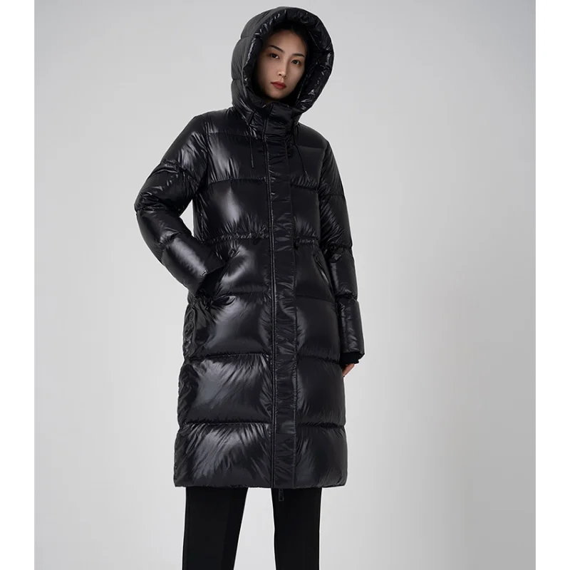 Goose Down Jacket Women's Super Waterproof and Cold Resistant Hooded Design Thickened Long Coat Autumn and Winter New Style