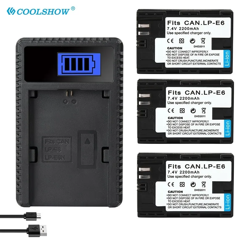 Lp-E6 Lp E6 Batteria 2200Mah Per Canon Eos 5Ds 5D 6D 7D 60D 60Da Eos 70D Mark Ii Mark Iii 80D Xc10 Dslr Caricabatteria Per Fotocamera