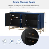 Accent Sideboard Cabinet  Retro Credenza Console Storage Cabinet Dining Buffet Table with 4 Doors & Adjustable 2