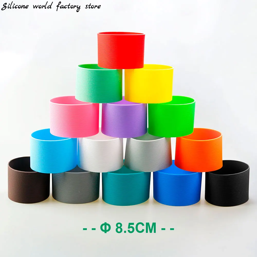 16 Colors 8.5CM Silicone Cup Cover Stripes Non-slip Heat  For Glass Cup Sleeve 85MM Insulated Water Bottle Cup Sleeve