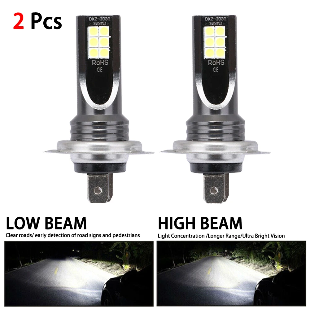 10000LM Head Lamps H7 LED Headlight Bulbs 6000K White 12V-24V Car Replacement Lights of Halogen and Xenon Kit 2 Lamps 