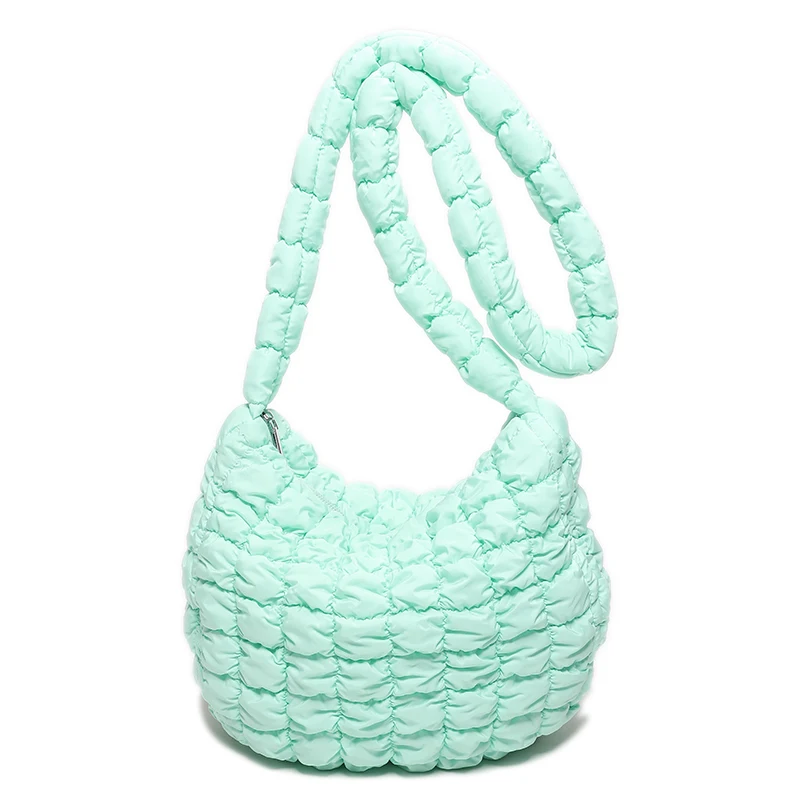Bolso de hombro para mujer, de gran venta, versátil, sólido, plisado, de moda, nueva tendencia 2024, bolso cruzado con cremallera y hilo de coser suave