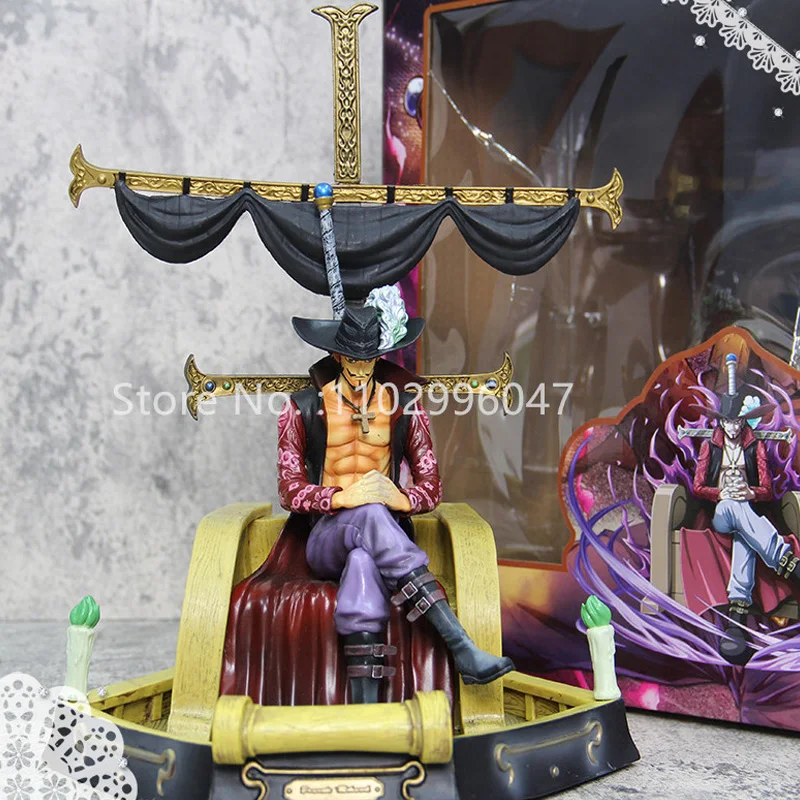 

32cm One Picec Big Handy Gk PVC Scene Sitting Throne Sail Hawkeye Dracule Mihawk Model Ornament Christmas Birthday Toy Gift