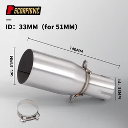 Universal Intermediate Motorcycle Link Pipe, Modified Muffler, Adjustable Diameters (33MM - 51MM)