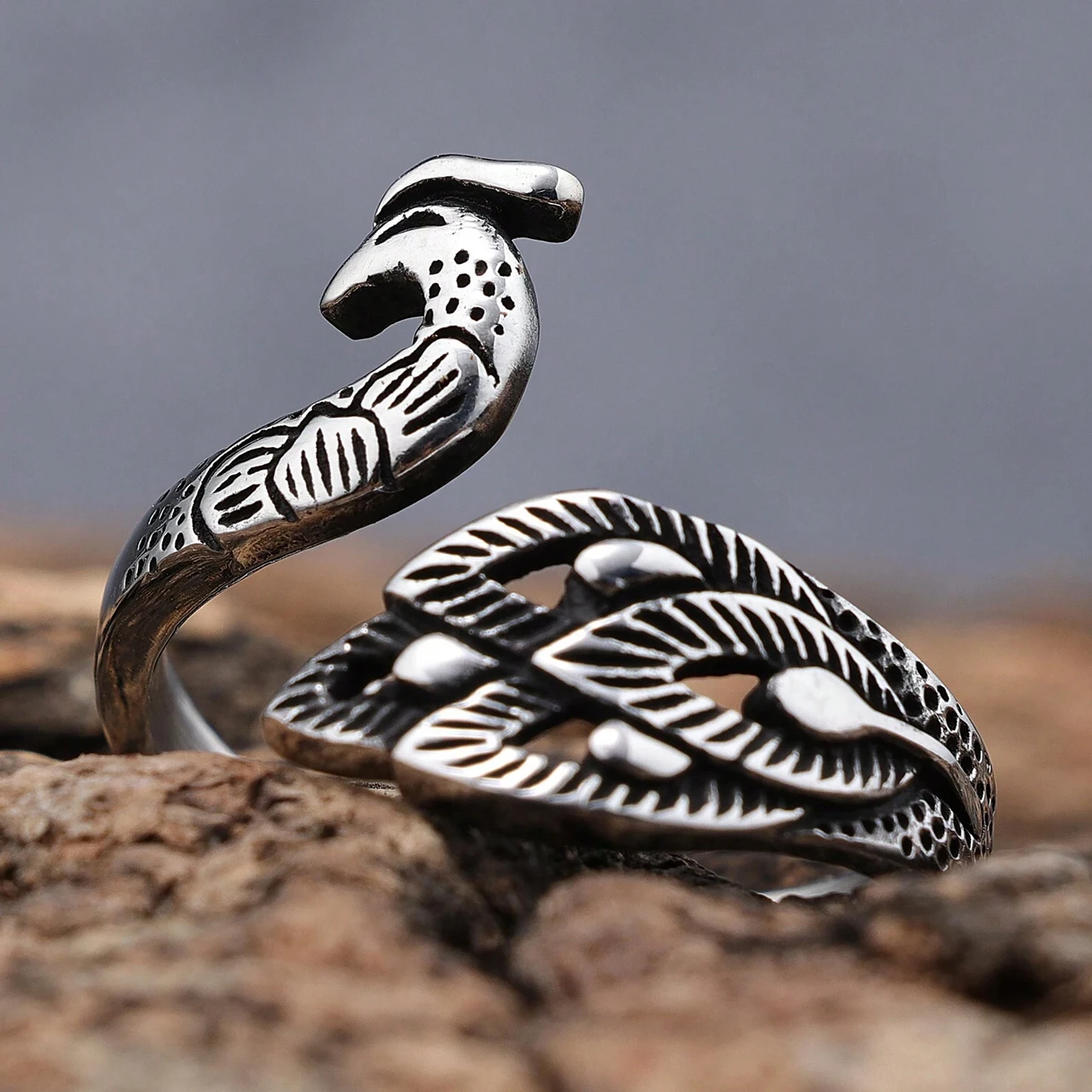 

Women Dainty Stainless Steel jewerely, Retro Animal Signet Rings For Ladies