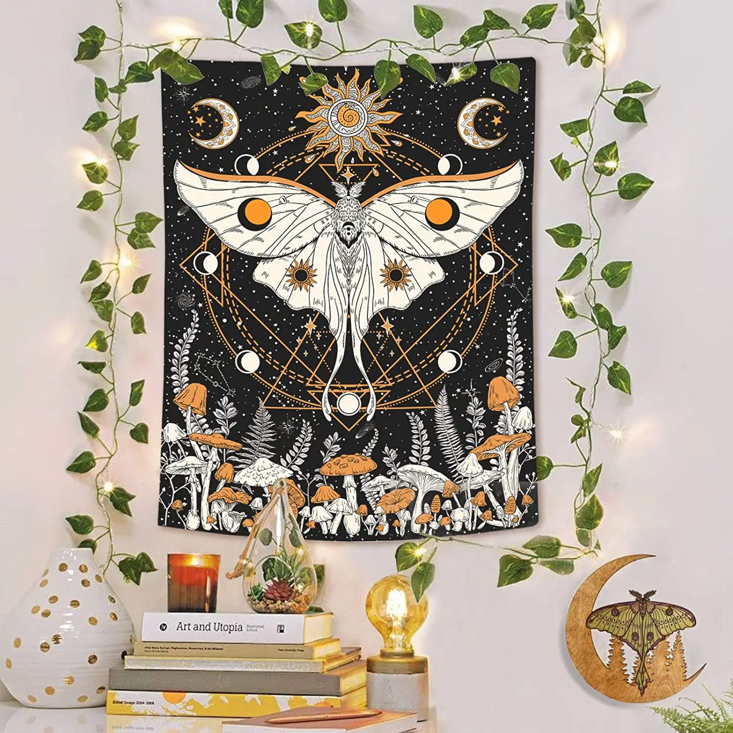 Mushroom Sun Moon and Stars Tapestry Decor Wall Hanging