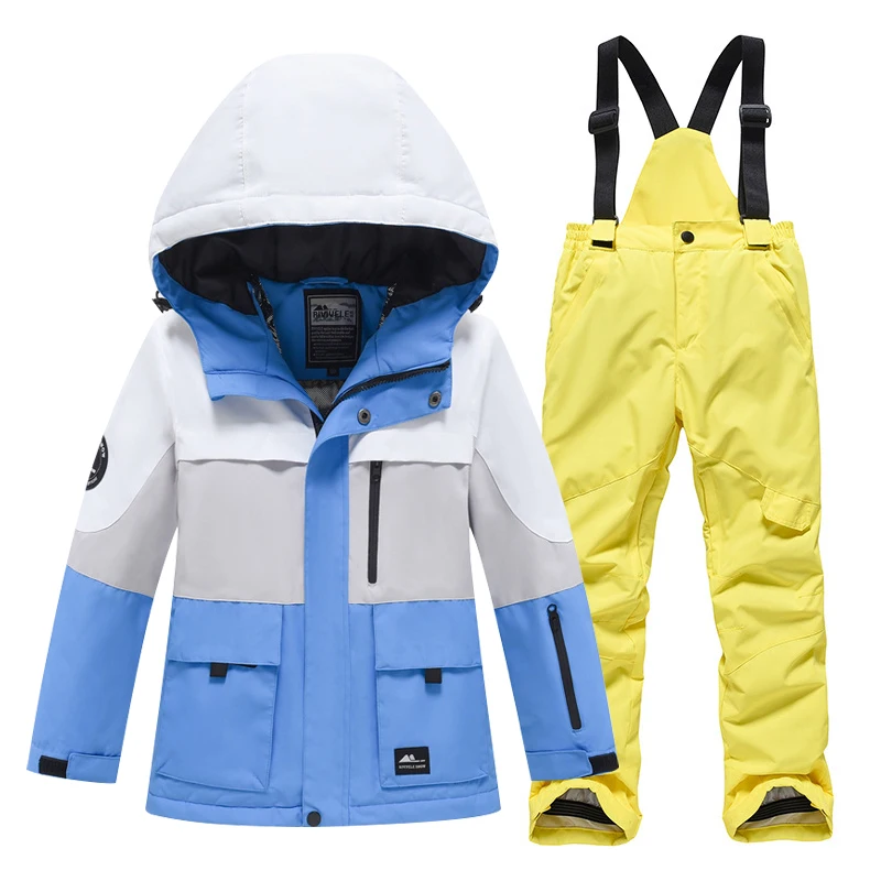 

-30℃ 5-16 years old Children's snow suit set Boys and girls warm and waterproof ski suits Luxury off-road jackets and pants