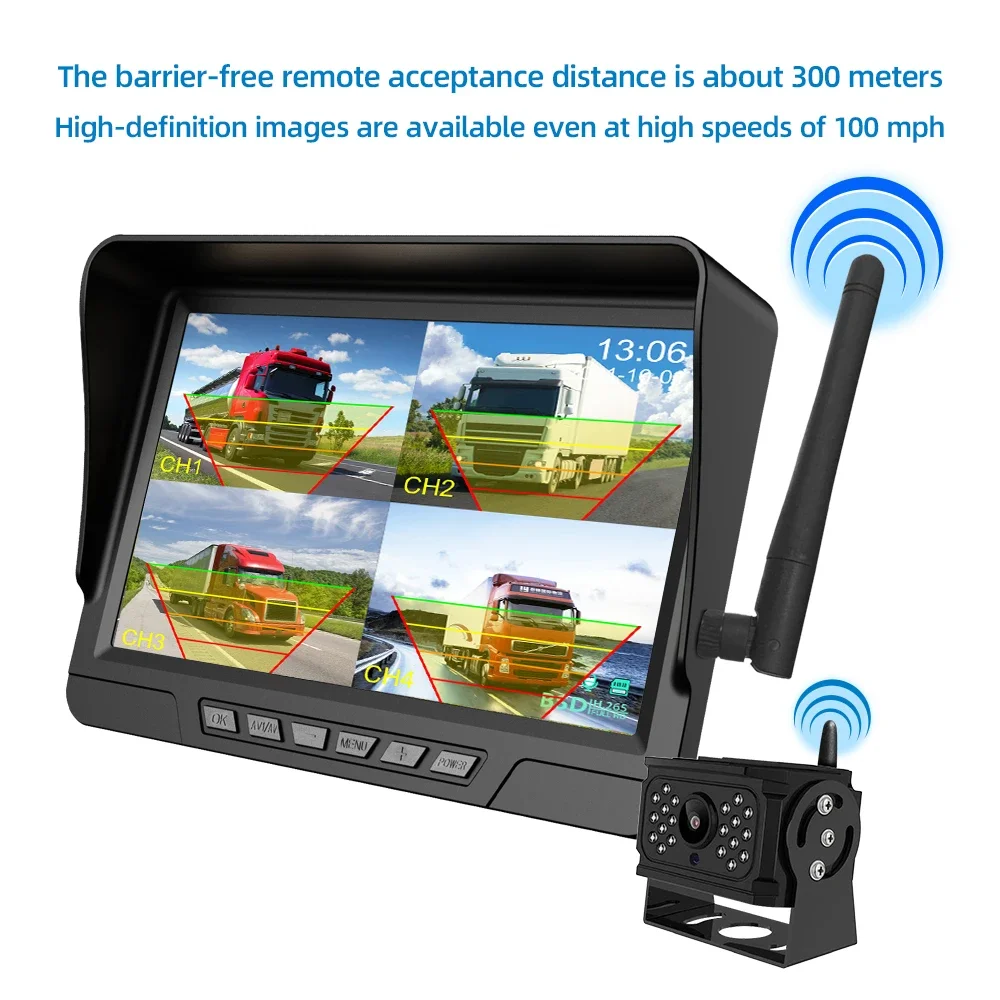 AHD Wireless DVR Car Monitor Display Vehicle Auto Screen Rear View Truck Monitors Reverse Back up Recorder Wifi Camera
