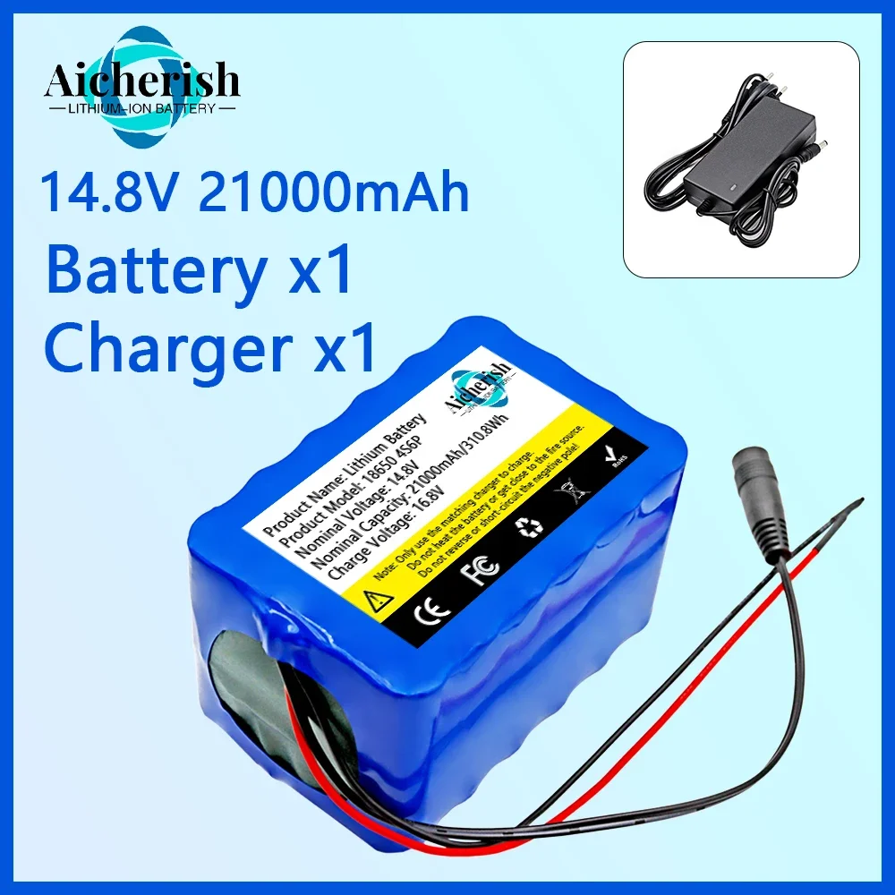 

4S6P 14.8V 21000mAh Rechargeable Lithium Battery Pack 18650 Built-In BMS For Night Fishing Light Heater Subwoofer +2A Charger