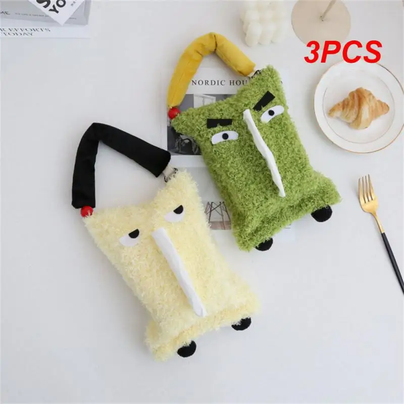 

3PCS Stylish Plush Tissue Box Cute Tissue Bag Car Hanging Tissue Bag Napkin Tissue Holder Living Room Decoration