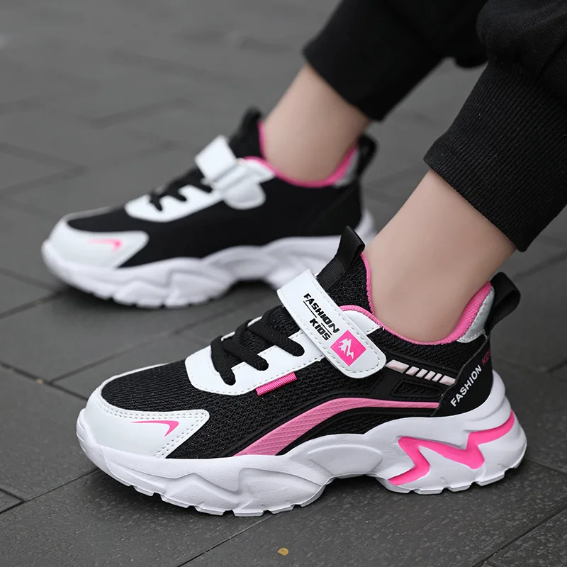 어린이용 통기성 에어 메쉬 러닝 스니커즈, 미끄럼 방지 운동화, 야외 학교 캐주얼 패션 신발