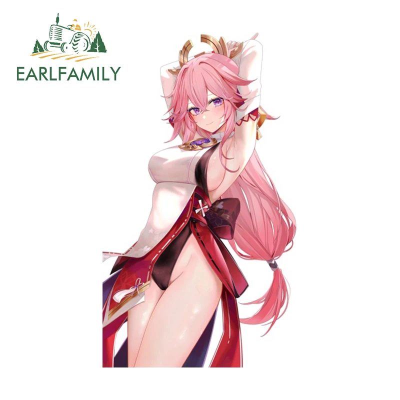 

EARLFAMILY 13 см x 7,5 см для Yae Miko Genshin Автомобильная наклейка защита двери автомобиля Наклейка кондиционер мультяшное виниловое украшение для багажника