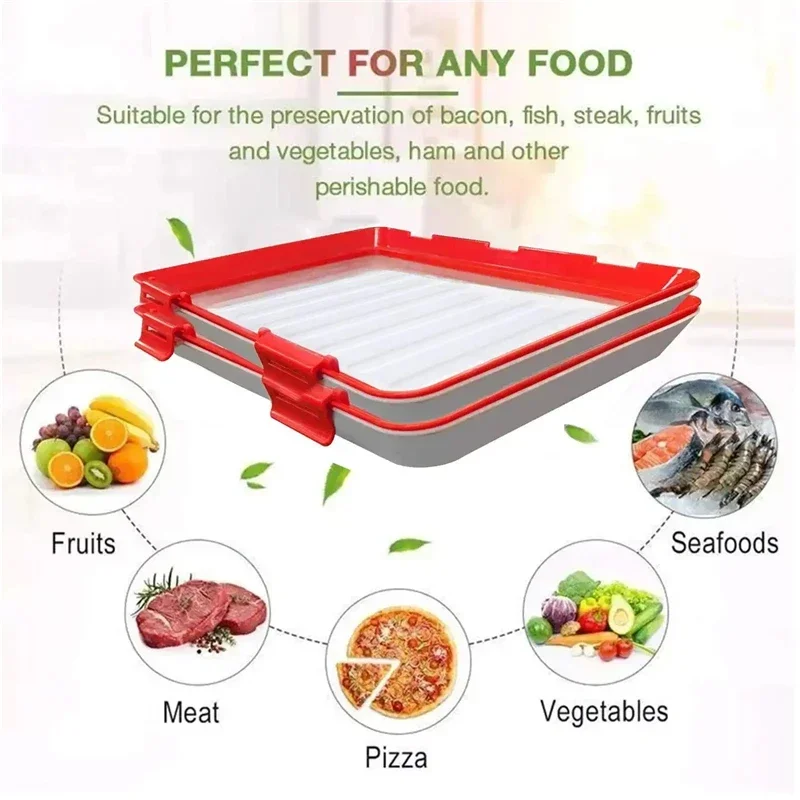 Food Preservation Tray Seafood Beef Ham Fresh Keeping Fresh Spacer Reusable Container Refrigerator Organizer Kitchen Tool 5