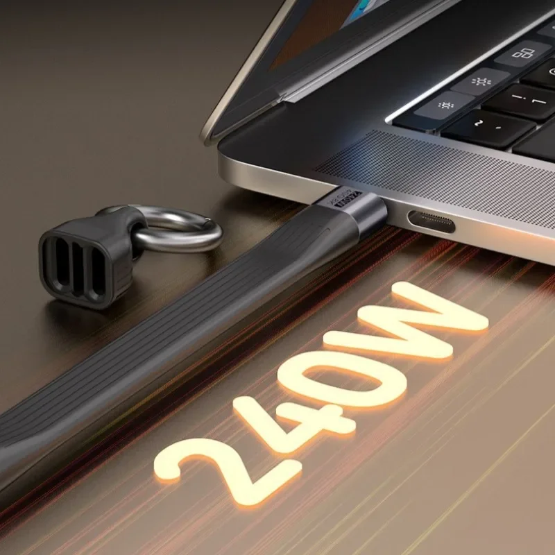 High-Speed 240W USB-C Cable with Keychain – Ultra-Fast Data Sync & Charging