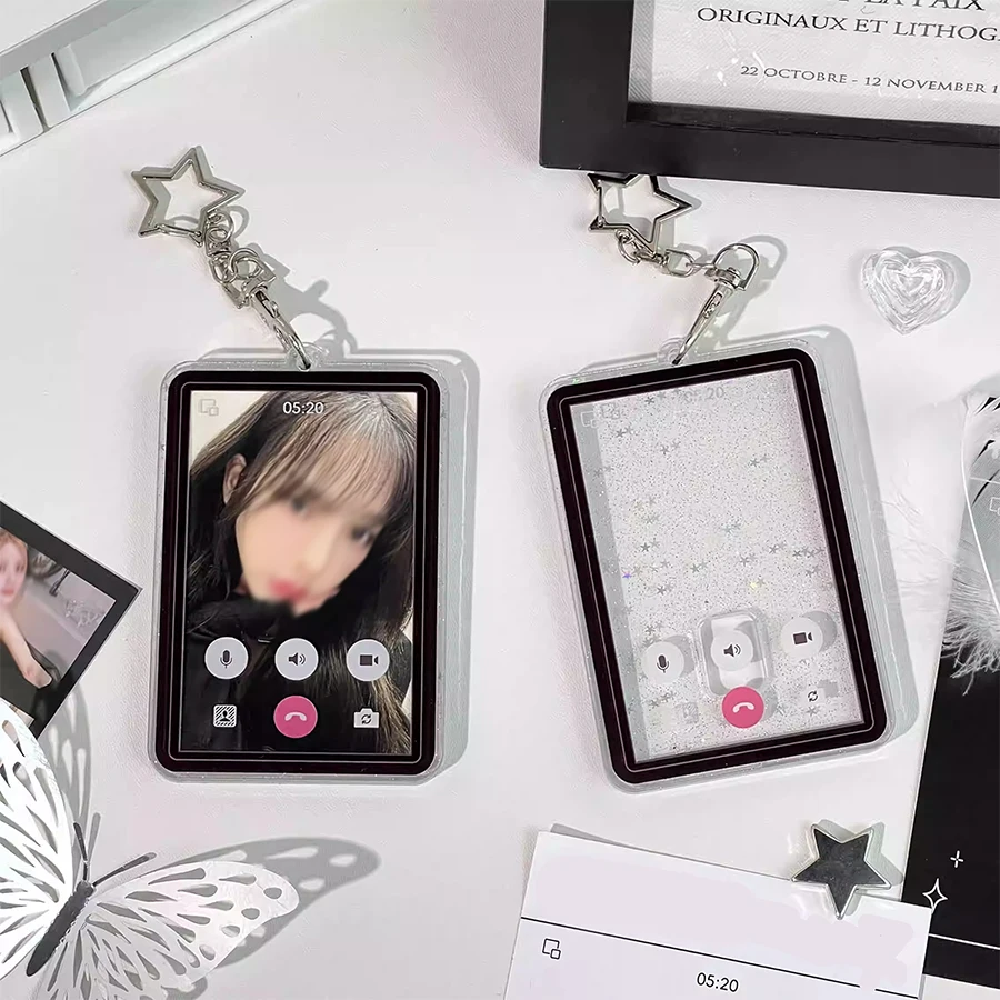 Video call 3 inch ID photo small card storage card cover bag pendant decoration students card holder,credit card holder,photo card holder,card protector,idol card protector,desk card holder,card display stand,memory card protector,photo card binder,acrylic sign holder