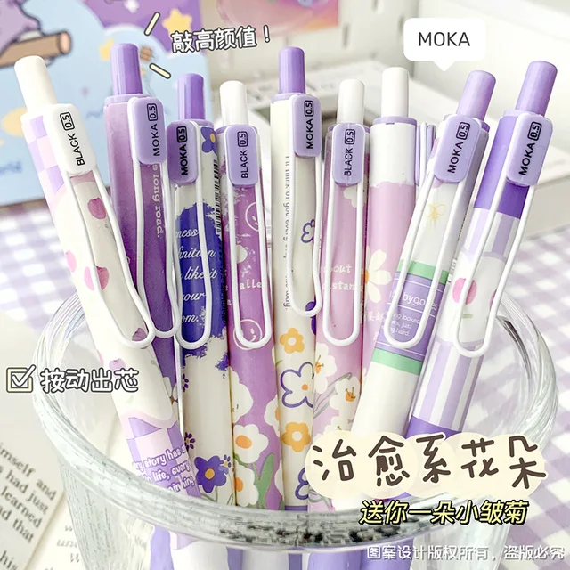 6pcs Kawaii Pens Flower Gel Pen Tulip Quick-Drying ST Head Pen