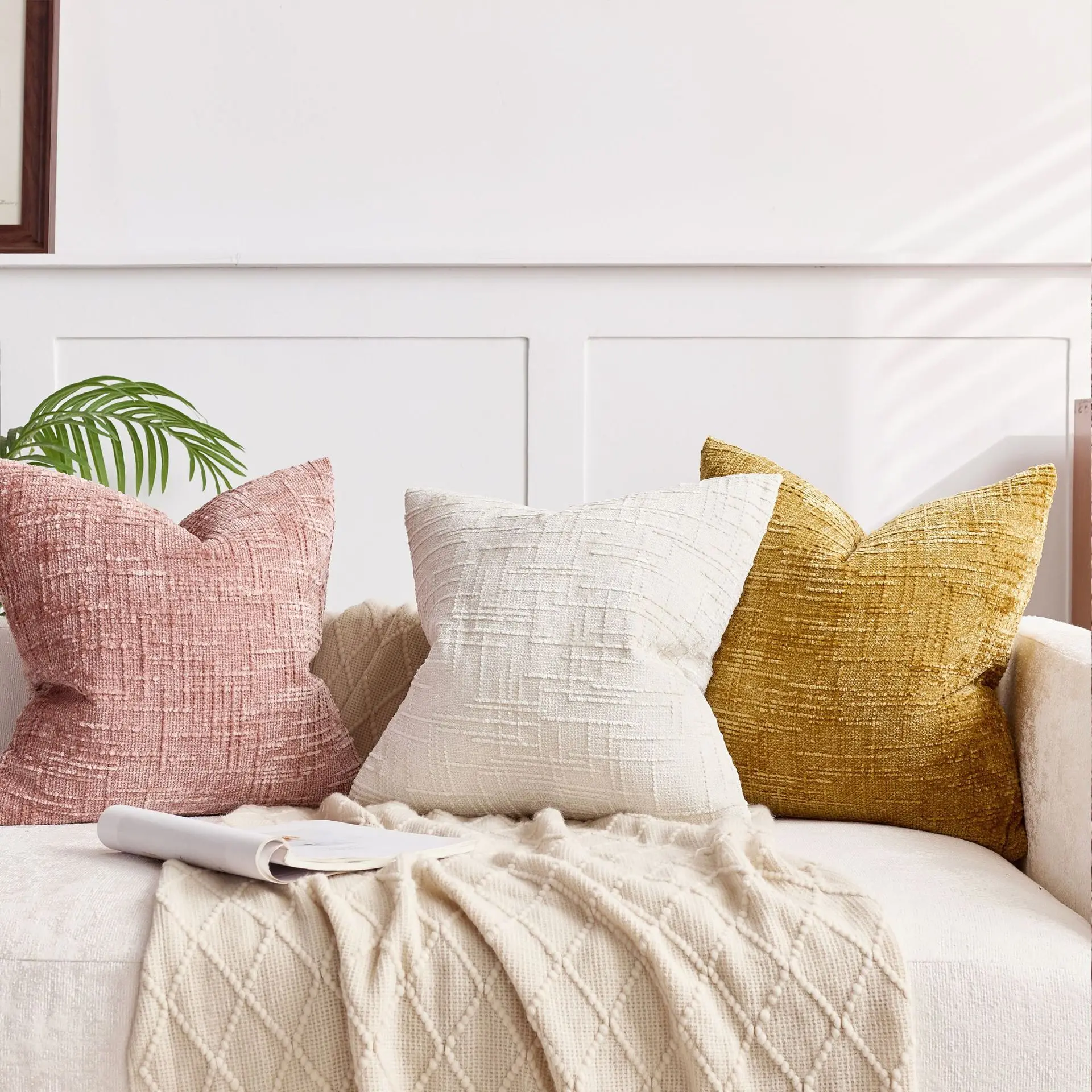 Chenille Bamboo Yarn Throw Pillow Cover 6