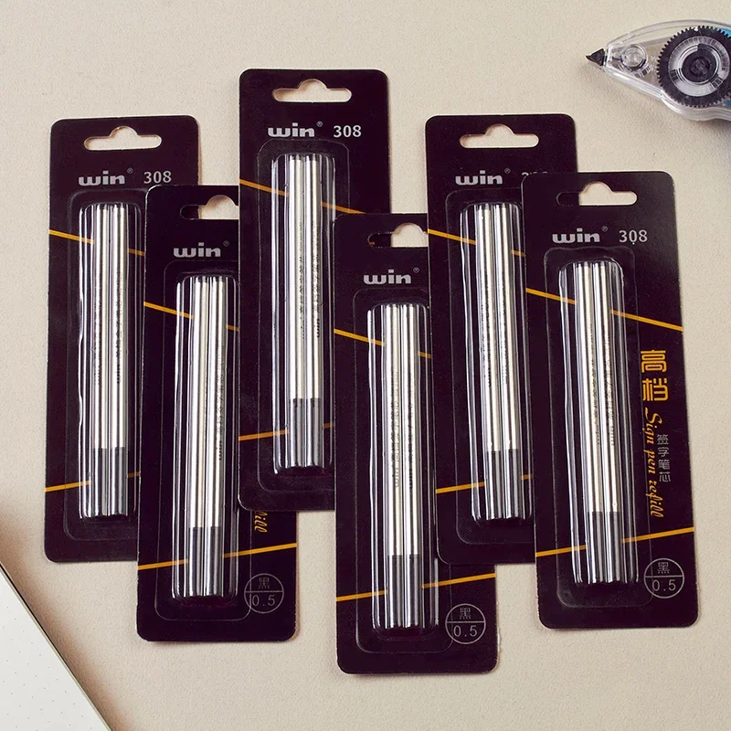 Winning 308 Business Metal Sign Pen Refill 0.5mm 0.7mm Black Refill for Ballpoint/rollerball Pen School Office Supplies 5