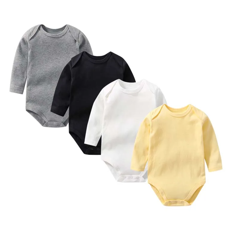 

0-24 Months Baby Clothes Baby Boy Romper Cotton Jumpsuit Solid Color Long Sleeve Bodysuits Baby Costume