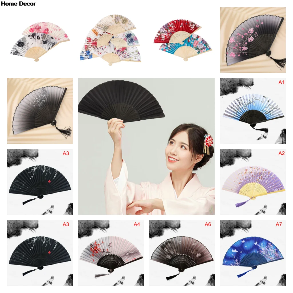 Pack De 6 Abanicos Plegables Japoneses | Estilo Redondo Para Verano | Decoración Y Accesorio Para Fiestas Y Disfraces