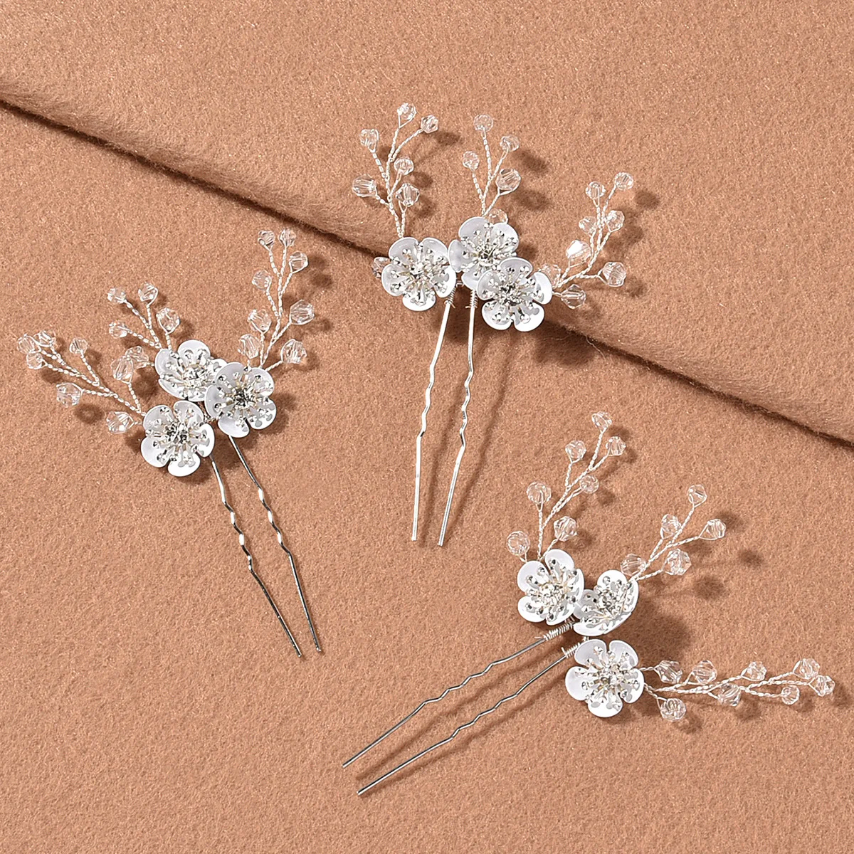 3D Flower Hairpin U Shaped Hair Pins Clips Floral Headpiecs for Women Girls Bride Wedding Party Headwear Hair Jewelry jewelry accessories,hair accessory,hair clip,hair headdress,bridal headwear,pearl hairpins