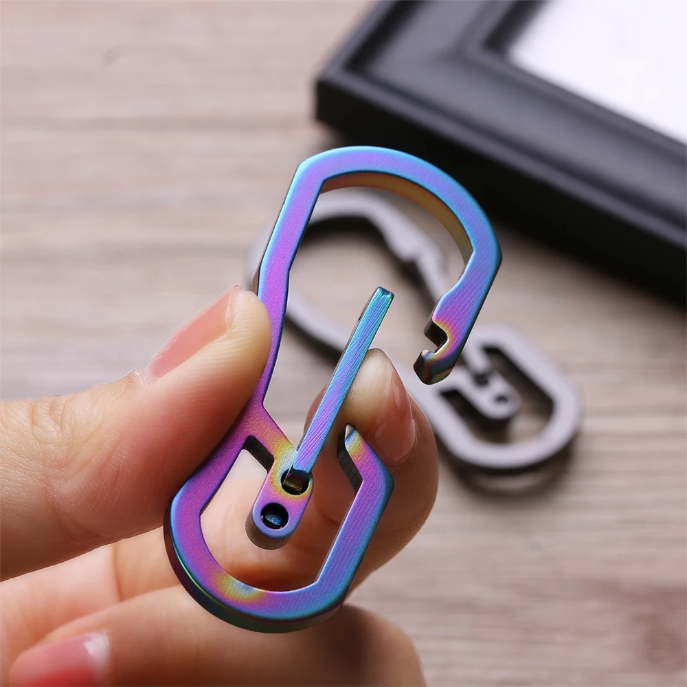 Climbing Carabiner 1 PC Titanium Plating Camping Clip Outdoor Key Ring Clip Keychain Holder Hang Buckle Hook