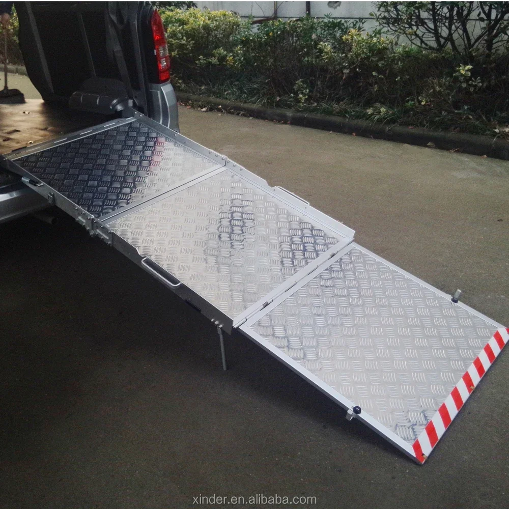 Van Car Manual Wheelchair Folding Ramp Aluminum Handicap Accessible Loading Lift Ramp For Disabled People Loading 350Kg