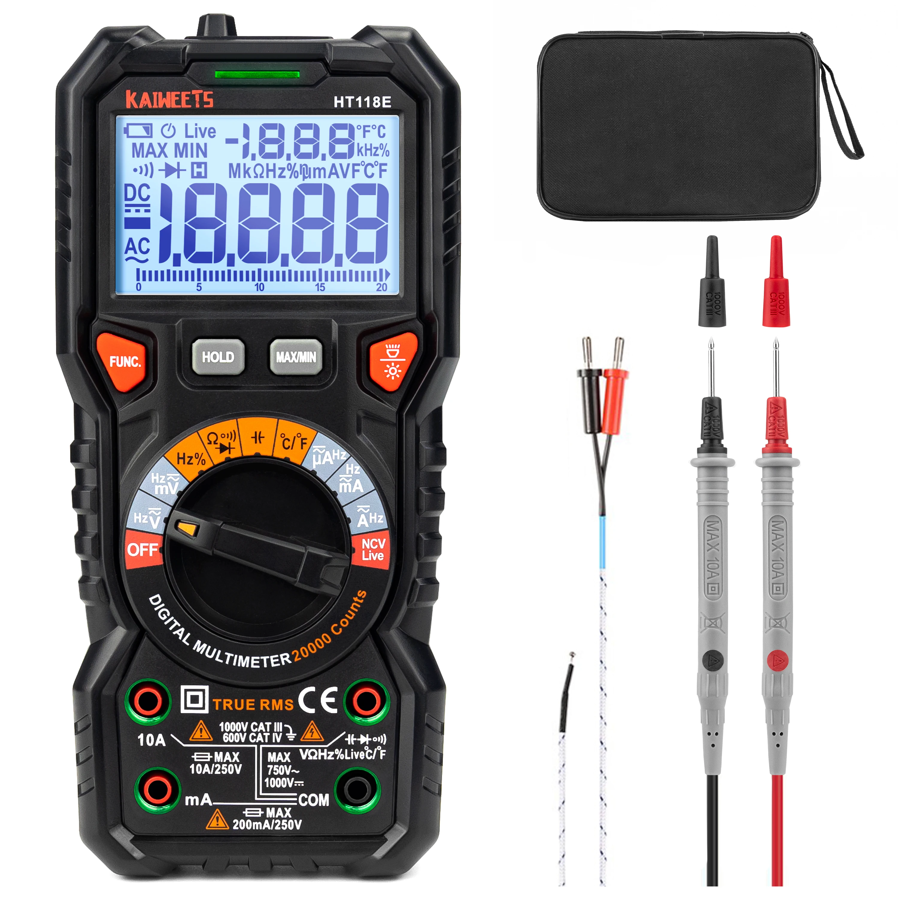 Temp Capacitance Auto Range Ohm Ncv Multimeters Tester