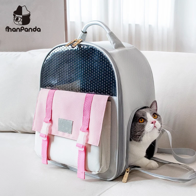 

Hanpanda Outdoor Portable Foldable Large Space Transparent Window Durable Oxford Cloth Cat Bag Dog Carrier Pet Zipper Backpack