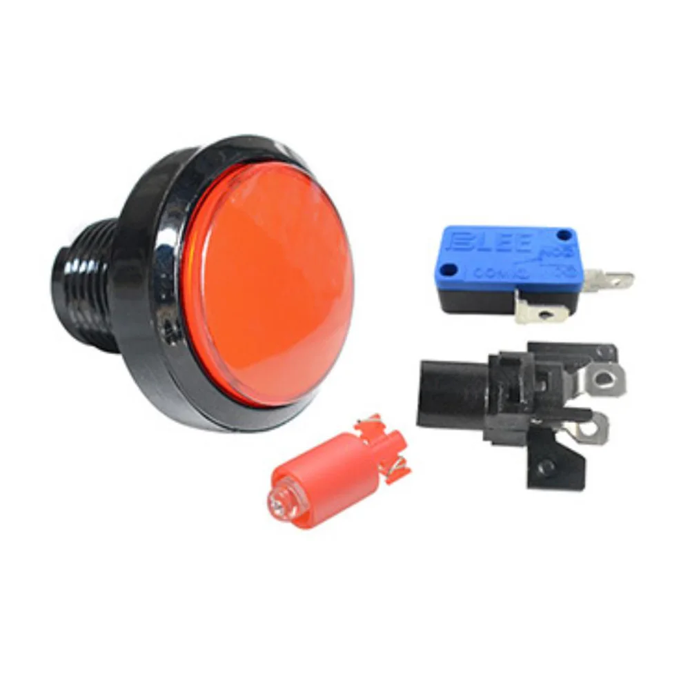 1 unit 45mm Big Round Button Flat Arcade Push Button With LED Illuminated Microswitch Arcade Push Buttons 1 player diy kit with usb zero delay encoder 5p joystick push buttons for pc ps2 ps3 arcade game machines parts