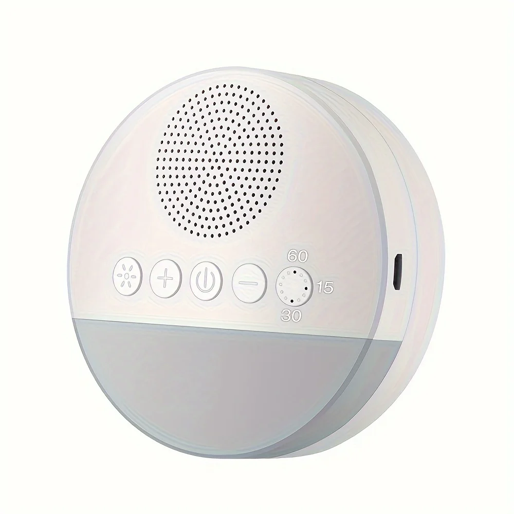 1200mAh Portable USB Rechargeable White Noise Machine with Night Light, 9 Soothing Sounds, Timer Shutdown for Home/Office Use