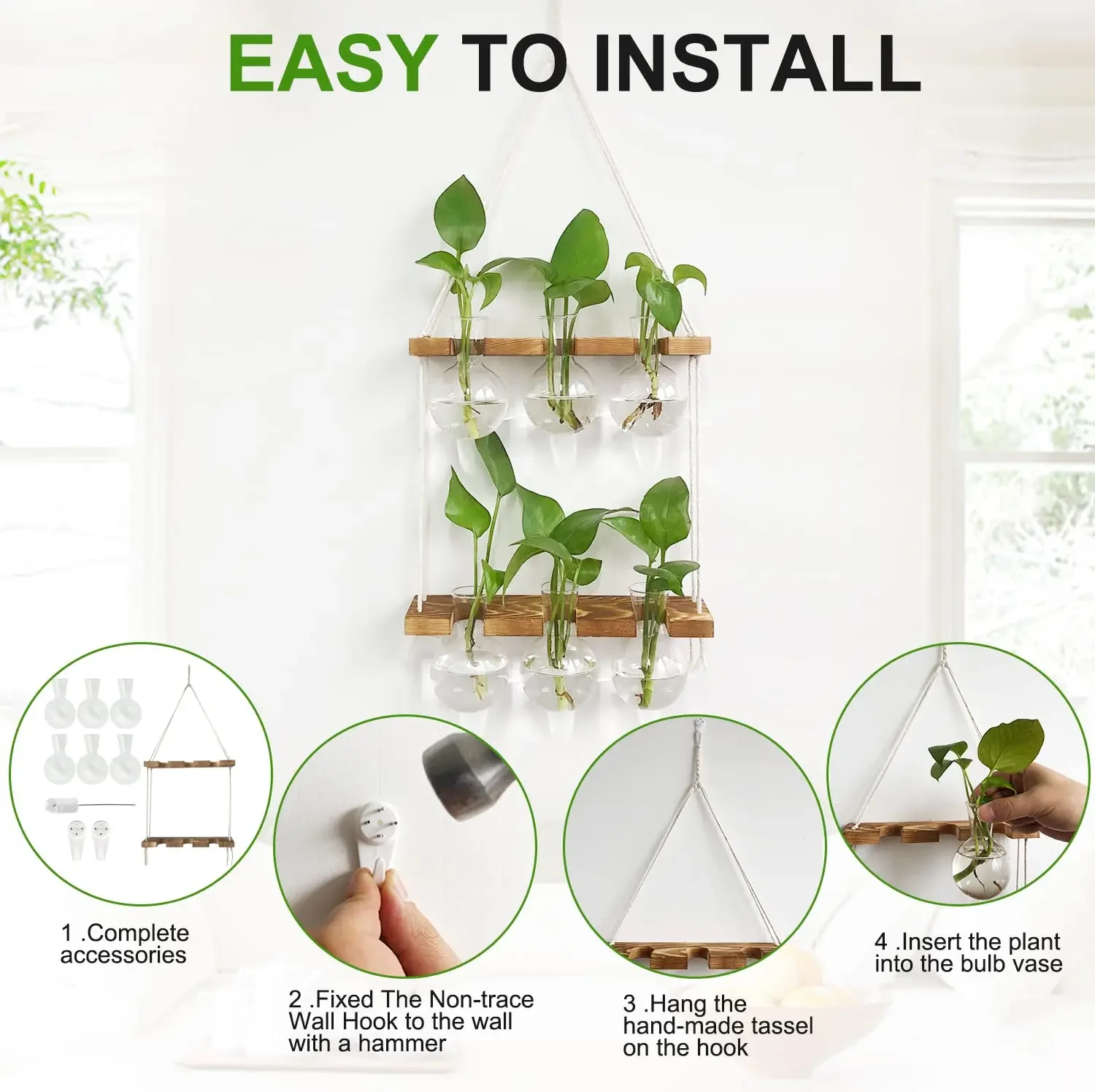 Plant Propagation Station Wall Hanging Glass Vases 3