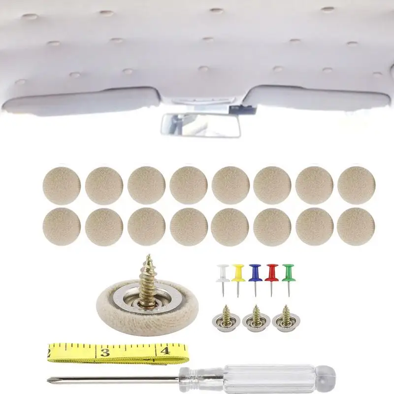 

60 Pcs Car Interior Roof Buckle Roof Snap Rivets Headliner Repair Button Car Ceiling Repair Kit With Installation Screw Tools
