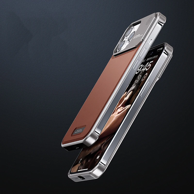 Aromatherapy Aluminum Alloy Leather Case For iPhone 15 14 Plus 13 12 Pro Max Magnetic Metal Bumper Protector Cover Luxury