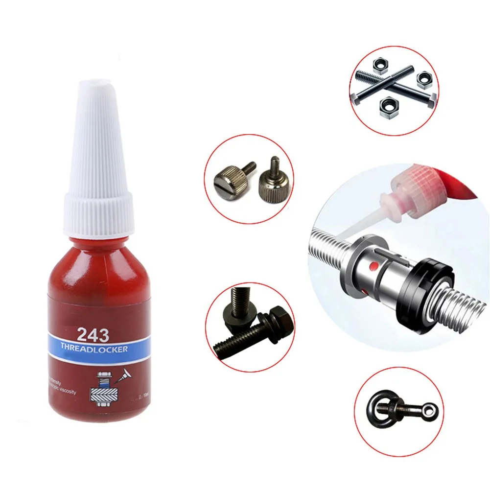 Anaerobic Glue Threadlocker Glue Liquid Glue 10ml Medium Strength Anaerobic Threadlocker Quickly Cured Glue 243 222-277 For Locking Sealing Threads Below M20