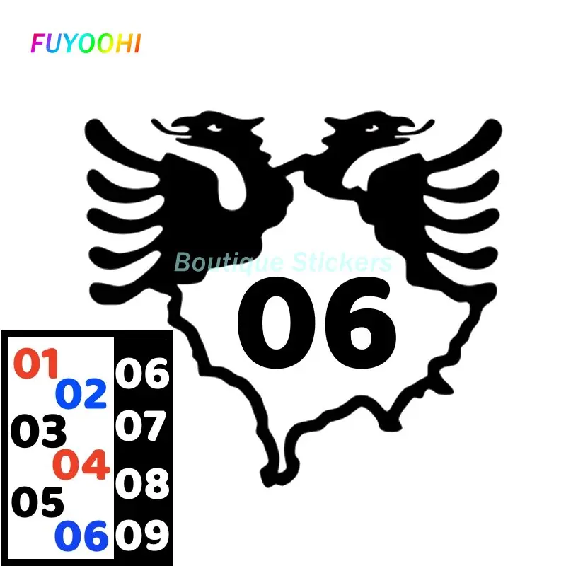 

FUYOOHI Boutique Sticker Kosovo Map Albania Double-Headed Eagle Car Stickers Motorcycle Waterproof Decals Coolest Funny Decal