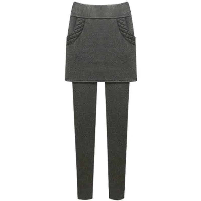 Plus Size M-6XL Autumn Fashion Women Leggings Thicken Warm Winter Outer Wear Pants Skirts High Waist Solid Slim Leggings Plush