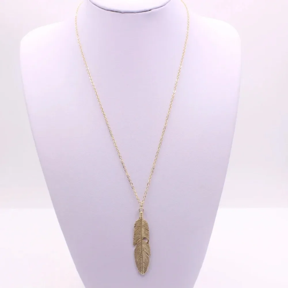 FSUNION 2025 New Feather Pendant Chain Necklace Long