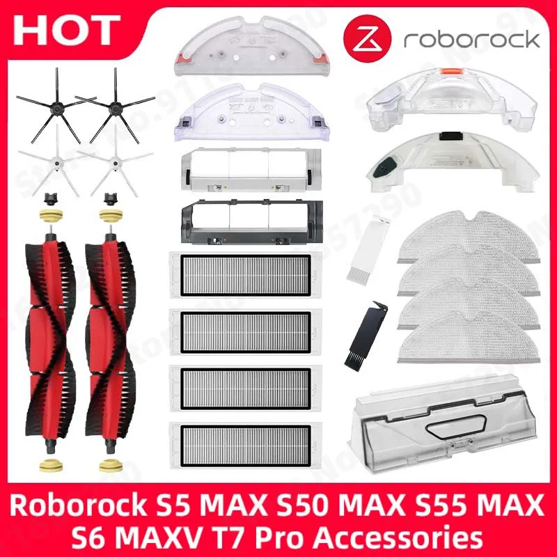 

Roborock S5 MAX S50 MAX S55 MAX S6 MAXV HEPA Filter Side/Main Brush Water Tank Tray Mop Dust Box Vacuum Cleaner Accessories